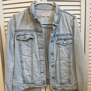 MANGO Oversized Cropped Light Wash Jean Jacket S